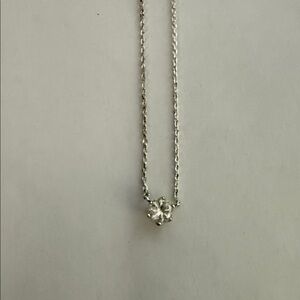 Kendra Scott Jackie Bright Silver Pendant Necklace with White Crystal
